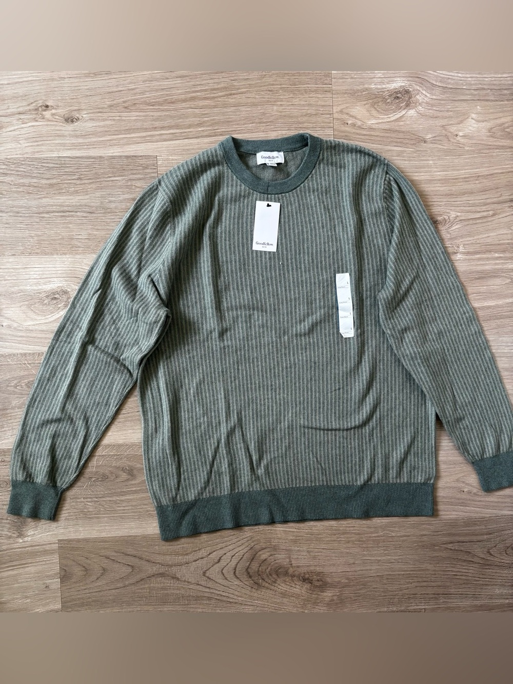Goodfellow & Co Men’s Olive Green Ribbed Crewneck Sweater Size L